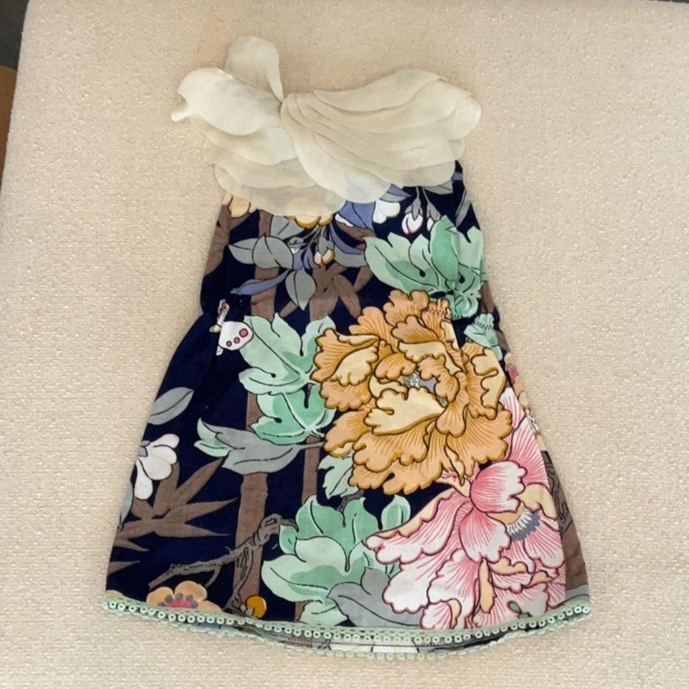 Floral Kids Dress with Cream Accents